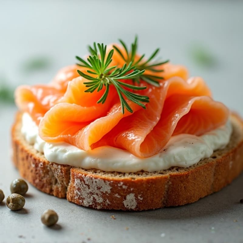 Smoked Salmon and Creamy Dill Spread on Crispy Whole Grain Toast