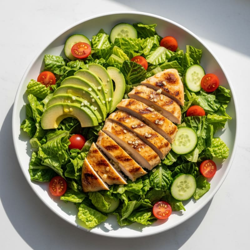 Grilled Lemon-Garlic Chicken Breast with Crisp Romaine Salad