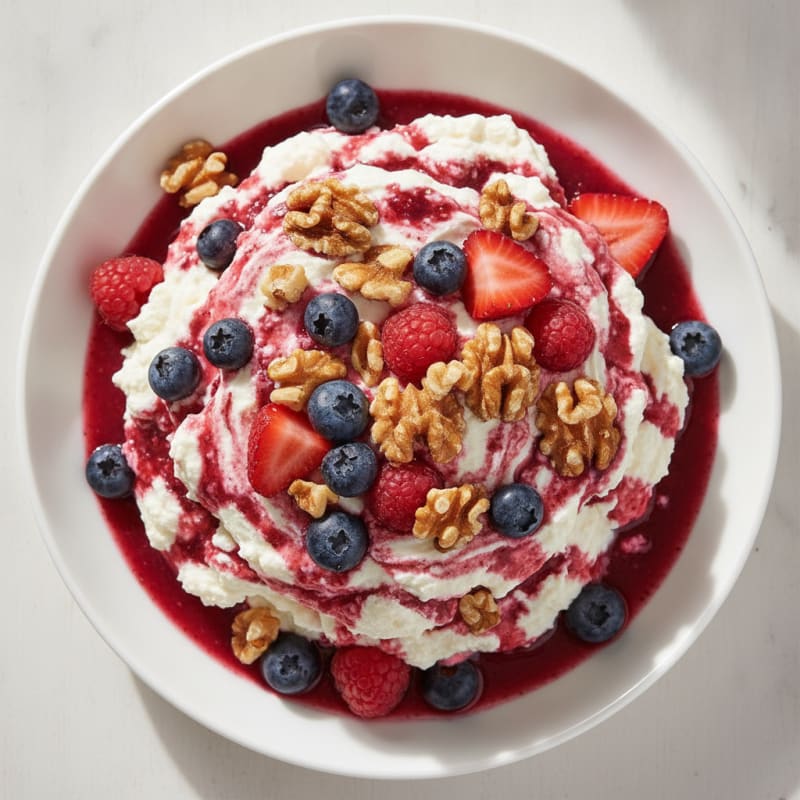 Greek Yogurt Protein Mousse with Mixed Berries