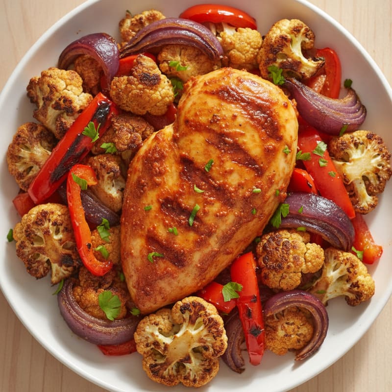 Spicy Harissa Chicken with Roasted Vegetables