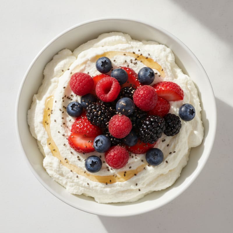 Greek Yogurt Protein Mousse with Mixed Berries