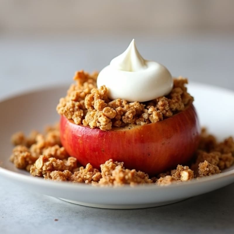 Baked Spiced Apple with Crispy Oat Crumble and Greek Yogurt