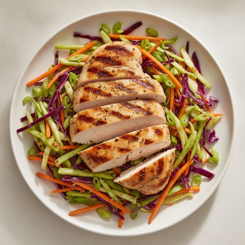 Grilled Chicken Breast with Crunchy Cabbage Slaw