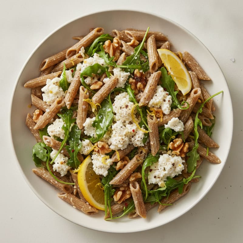 Lentil Pasta with Arugula and Cottage Cheese