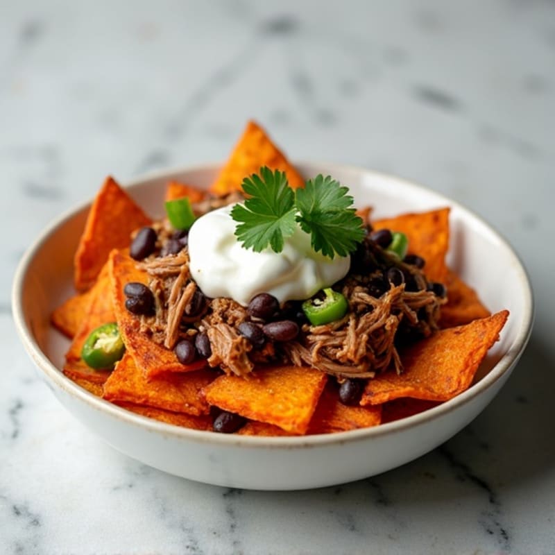Crispy Sweet Potato Nachos with Pulled Pork