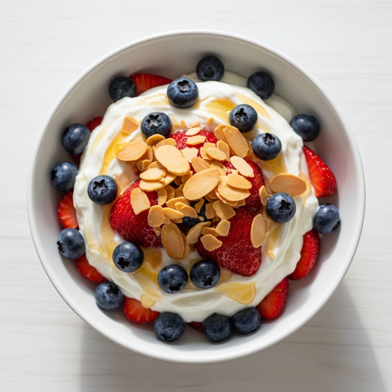 Creamy Greek Yogurt Parfait with Berries and Almonds