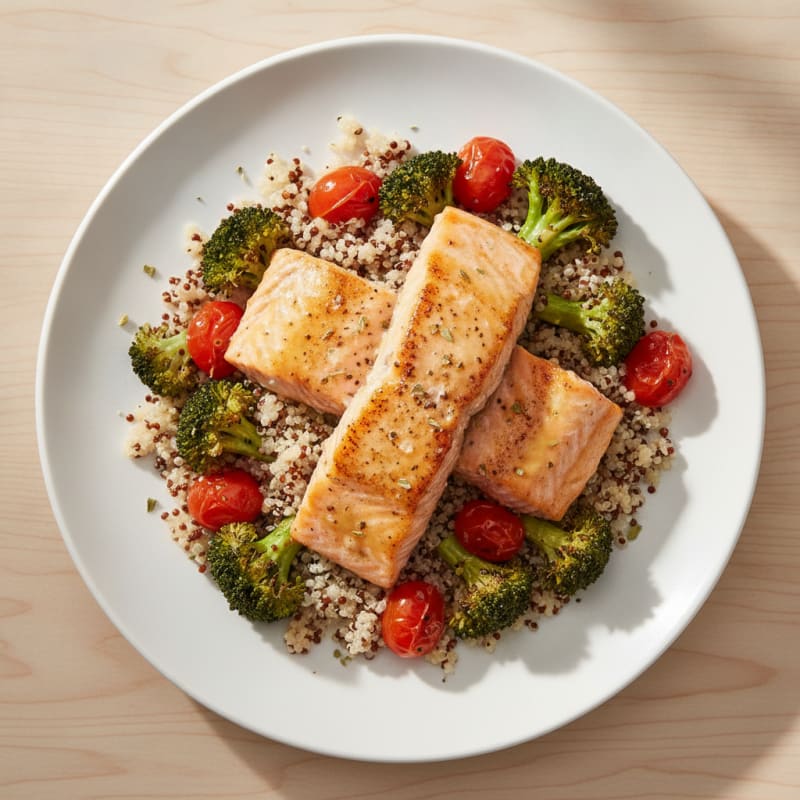 Sheet Pan Salmon with Roasted Broccoli and Tomatoes