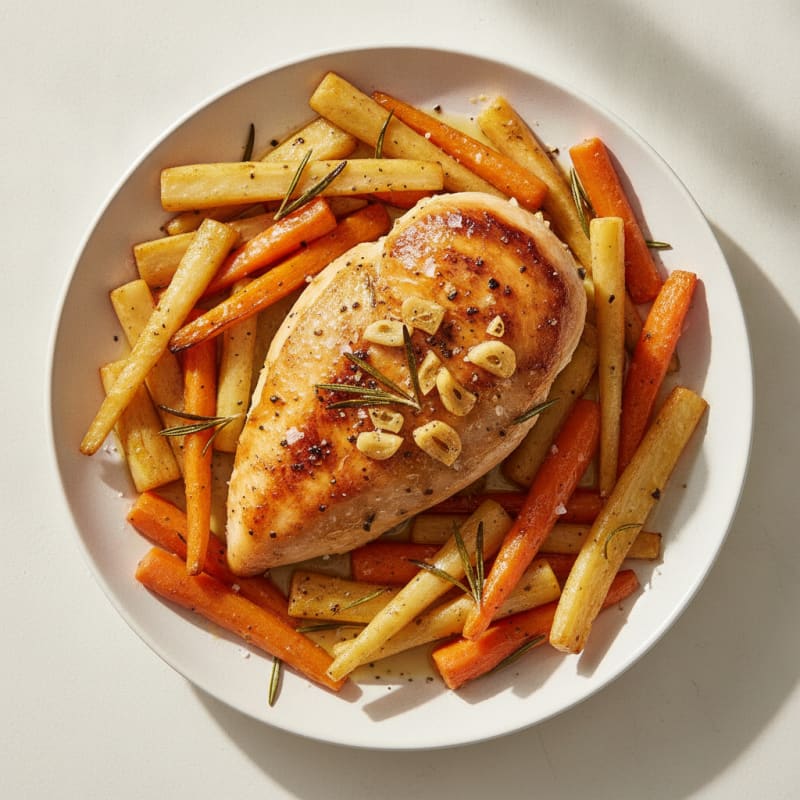 Garlic Herb Roasted Chicken with Root Vegetables