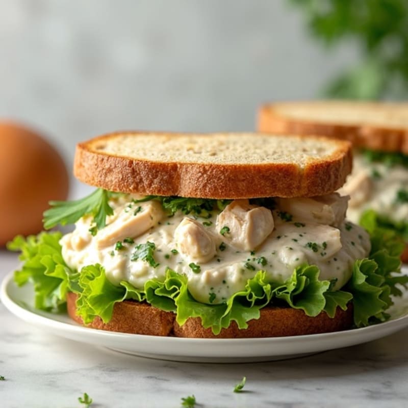 Creamy Herb Chicken Salad Sandwich on Toasted Whole Grain