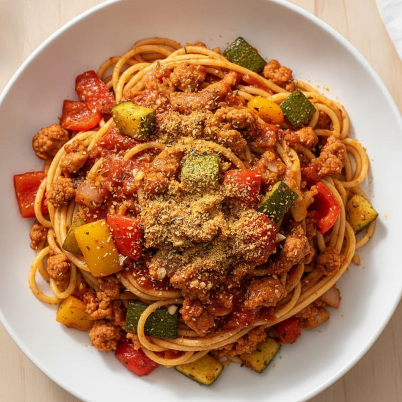 Roasted Vegetable Spaghetti with Marinara