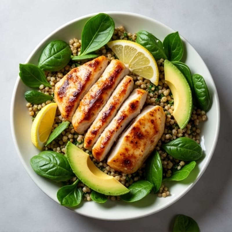 Grilled Chicken and Quinoa Salad with Fresh Spinach