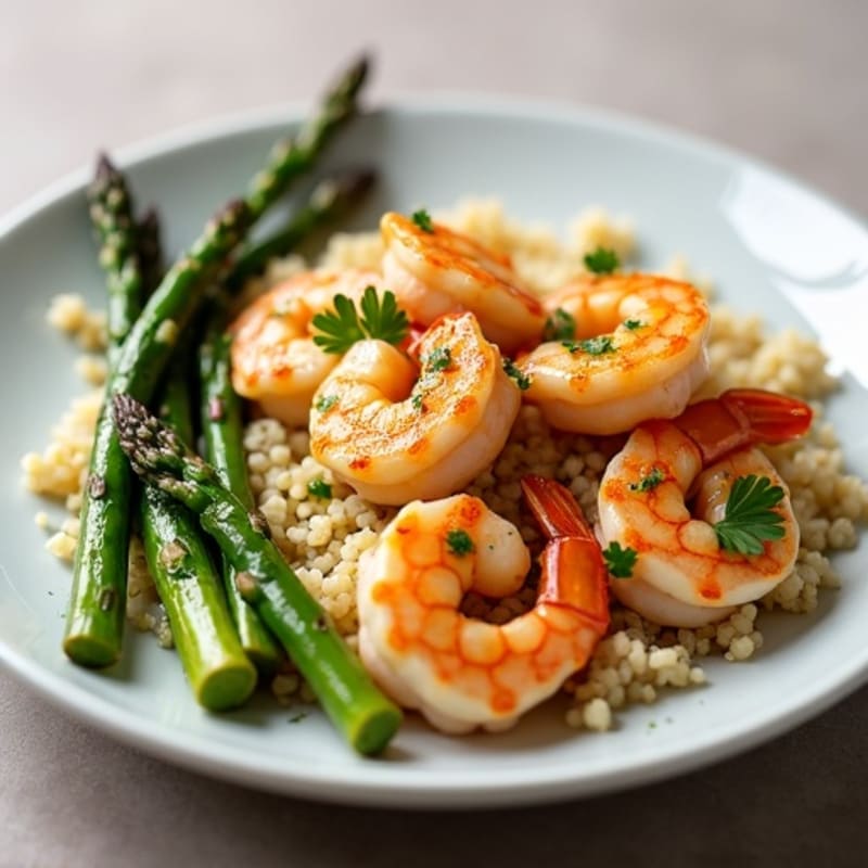 Pan-Seared Lemon Garlic Shrimp with Roasted Asparagus