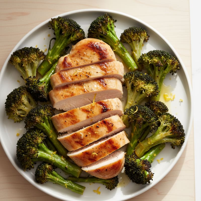Grilled Chicken Breast with Roasted Broccoli