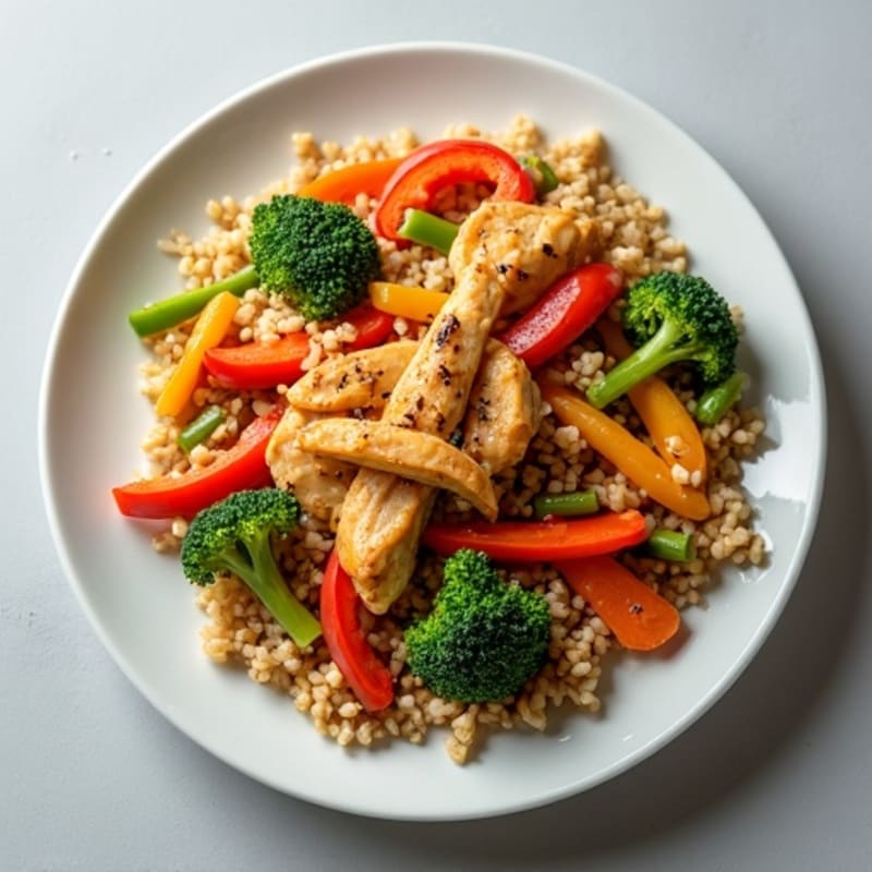 Chicken and Crispy Vegetable Brown Rice Stir-Fry