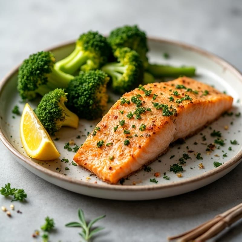 Herb-Crusted Baked Salmon with Roasted Broccoli