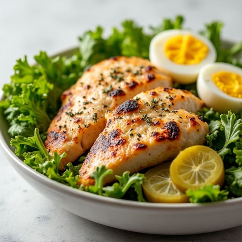 Grilled Chicken Salad with Pickles and Mixed Greens