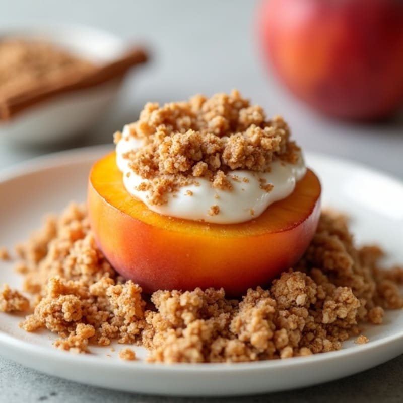 Warm Baked Peaches with Cinnamon Oat Crumble