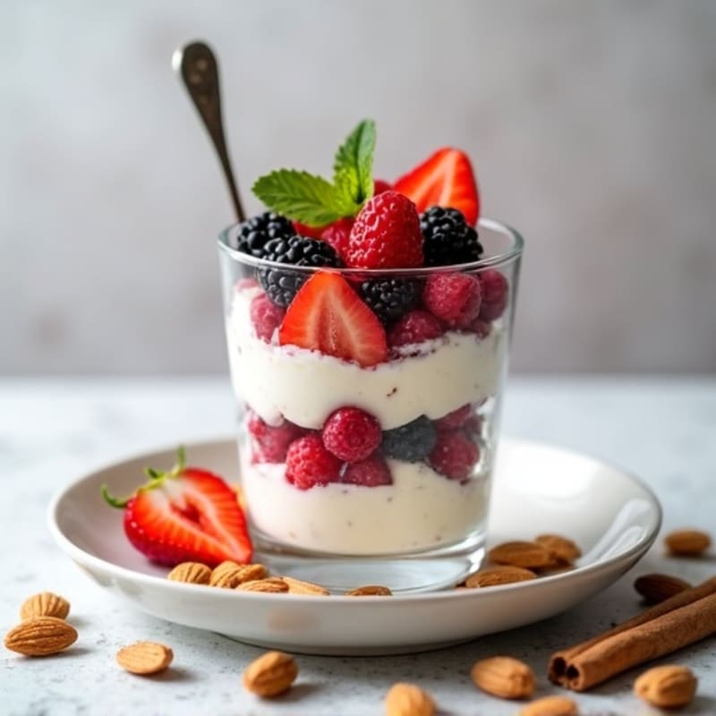 Cottage Cheese and Berry Protein Parfait with Toasted Almonds