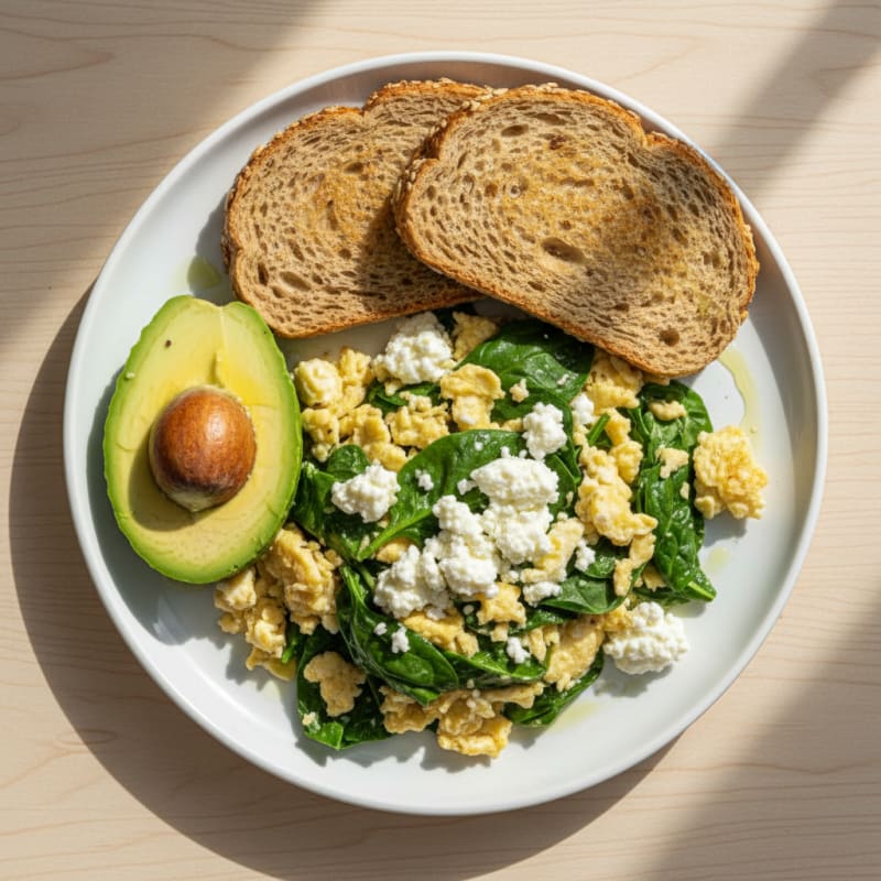 Egg White Scramble with Spinach and Cottage Cheese