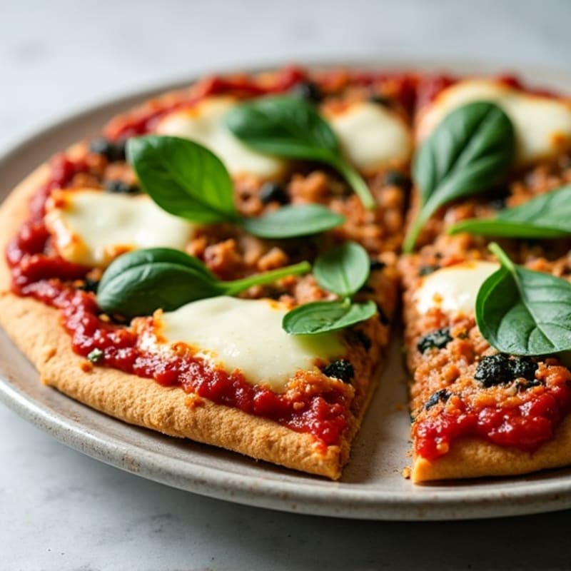 High-Protein Pizza with Lean Ground Turkey and Spinach