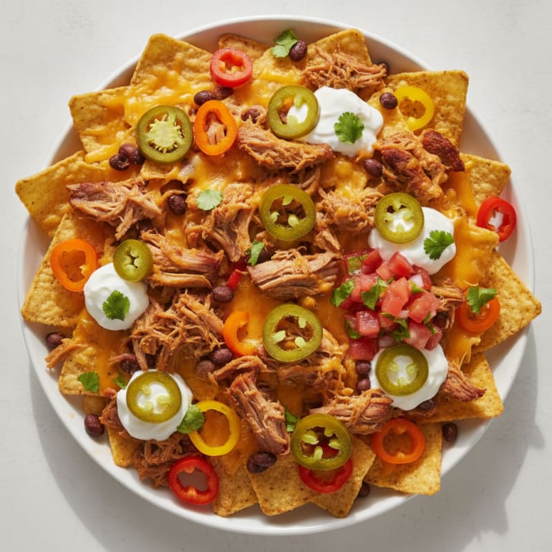 Pulled Pork Nachos with Pickled Jalapeños