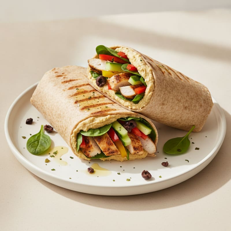 Grilled Chicken and Vegetable Wrap with Hummus Spread