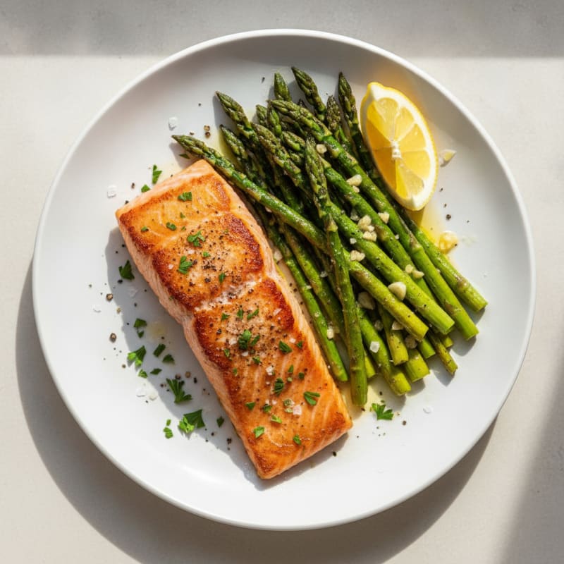 Pan-Seared Salmon with Roasted Asparagus
