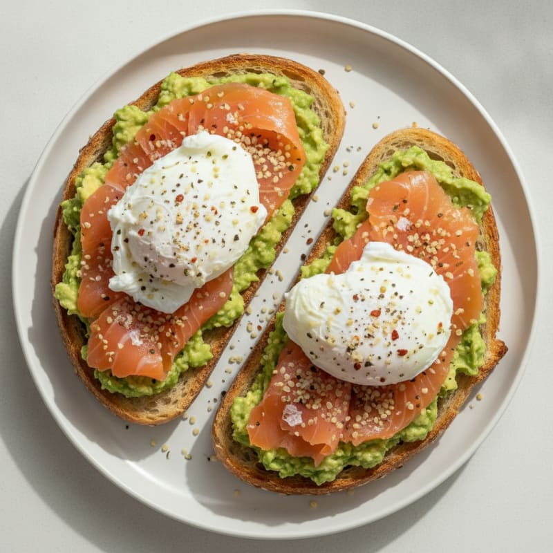 Sourdough Avocado Toast with Poached Eggs and Smoked Salmon