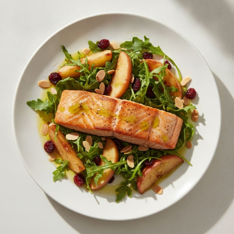 Seared Salmon with Roasted Apples and Olive Oil