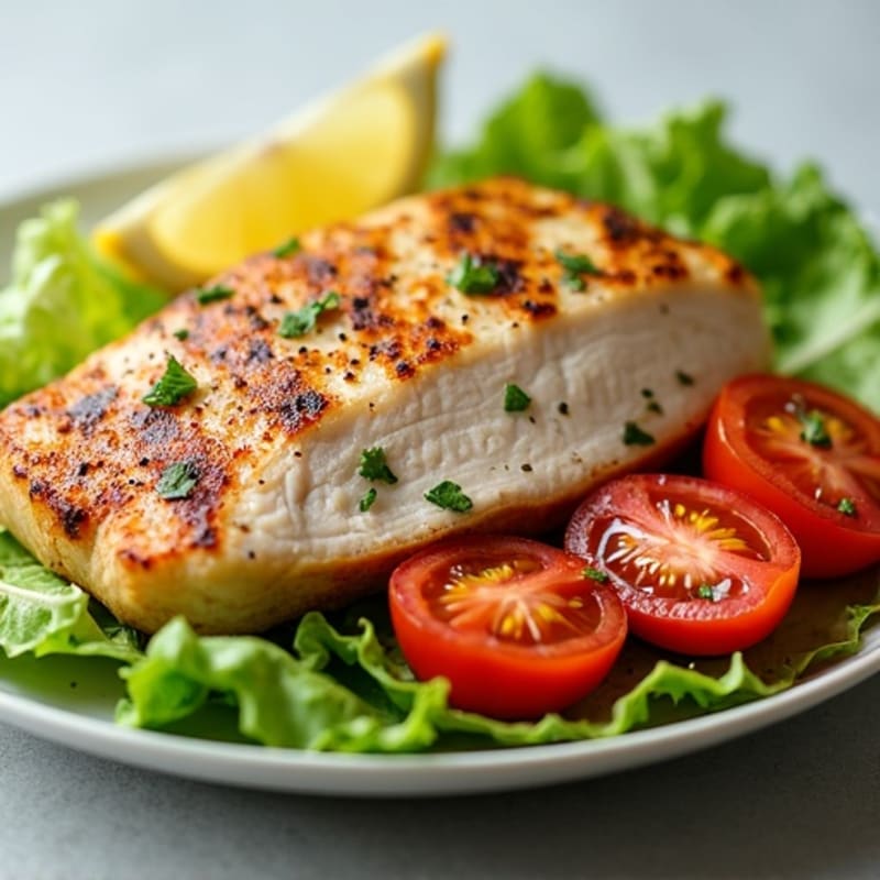 Grilled Turkey Breast with Crisp Romaine and Cherry Tomatoes