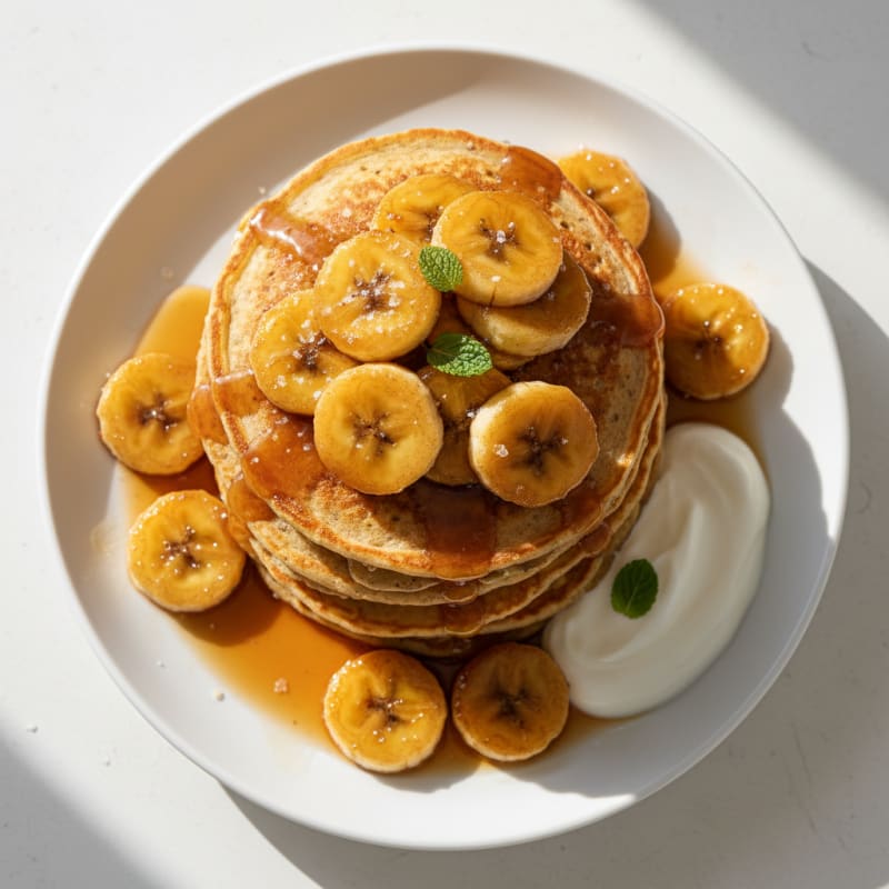Golden Caramelized Banana Pancakes