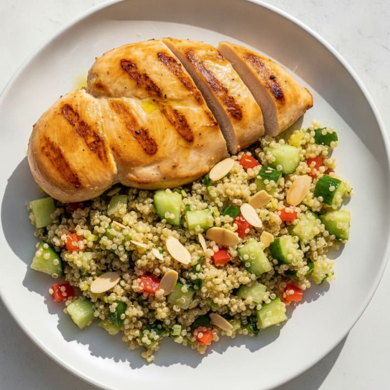 Grilled Chicken Breast with Crunchy Quinoa Salad