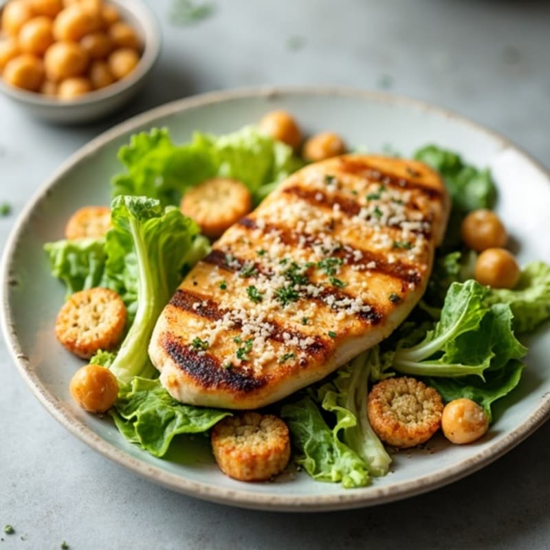 Herb-Grilled Chicken Caesar with Crispy Chickpea Croutons