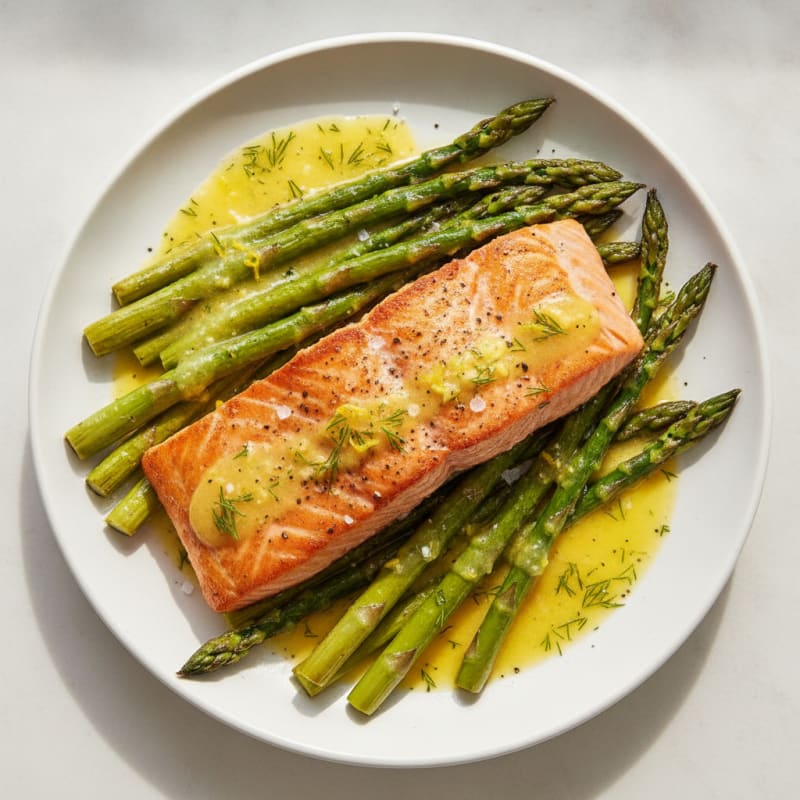 Pan-Seared Salmon with Roasted Asparagus