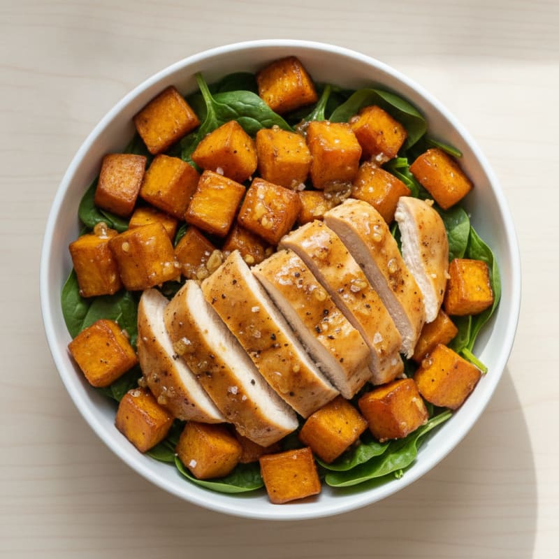 Honey-Glazed Roasted Sweet Potato and Chicken Power Bowl