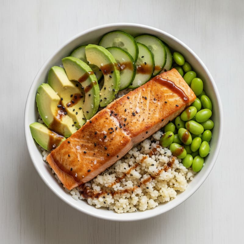 Sushi Rice Bowl with Salmon and Avocado