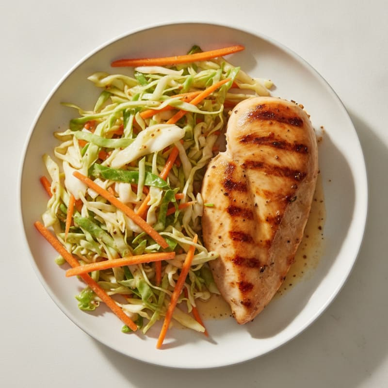 Grilled Chicken Breast with Crunchy Cabbage Slaw
