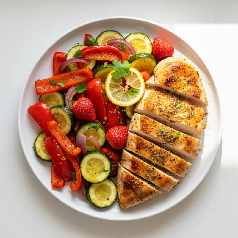 Mediterranean Herb Chicken Skillet with Roasted Vegetables