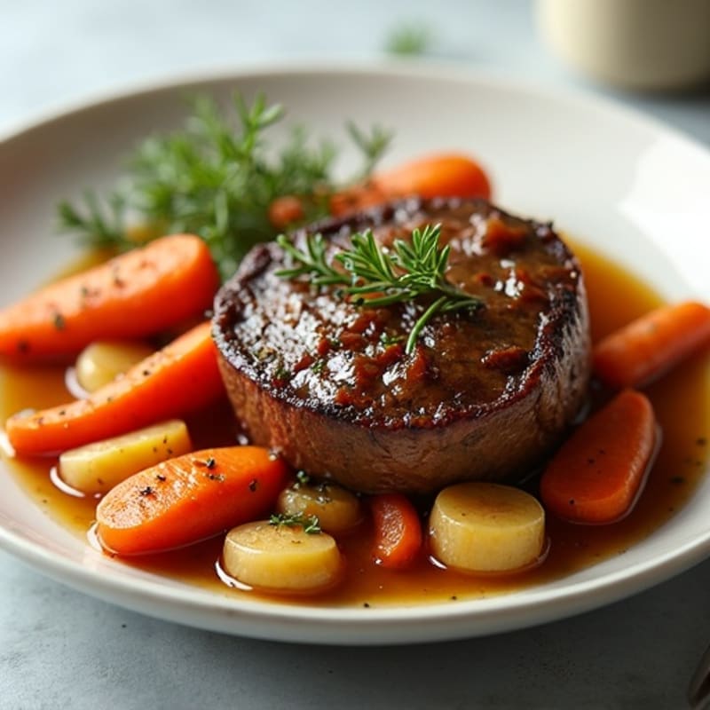 Garlic-Herb Braised Pot Roast with Root Vegetables