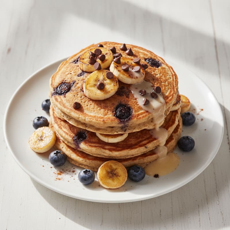 Blueberry Banana Protein Pancakes