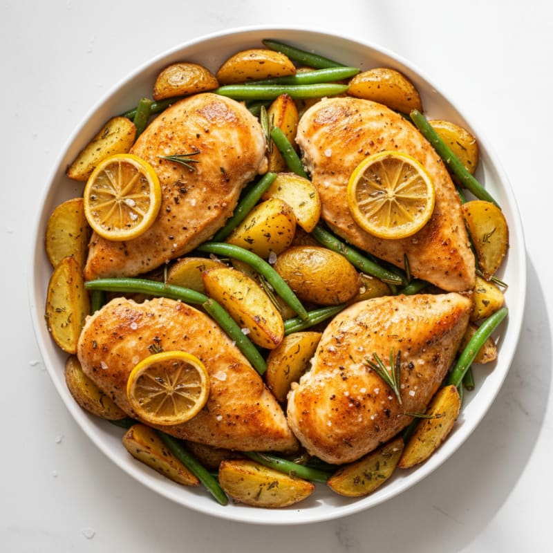 Crispy Lemon-Herb Roasted Chicken with Potatoes