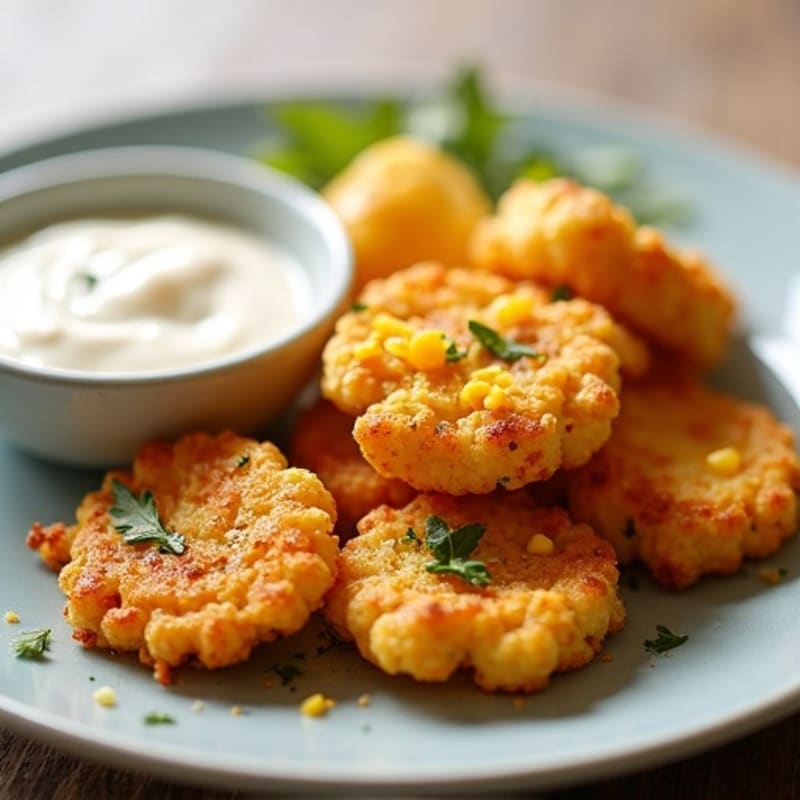 Crispy Baked Cheesy Cauliflower Fritters