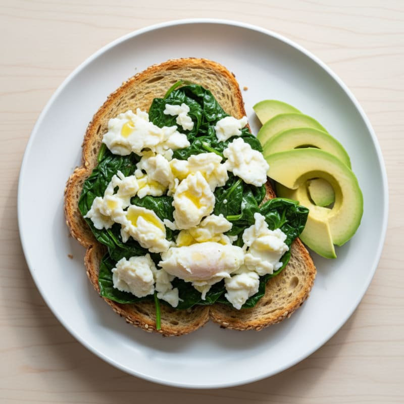 Scrambled Egg Whites with Sautéed Spinach and Avocado