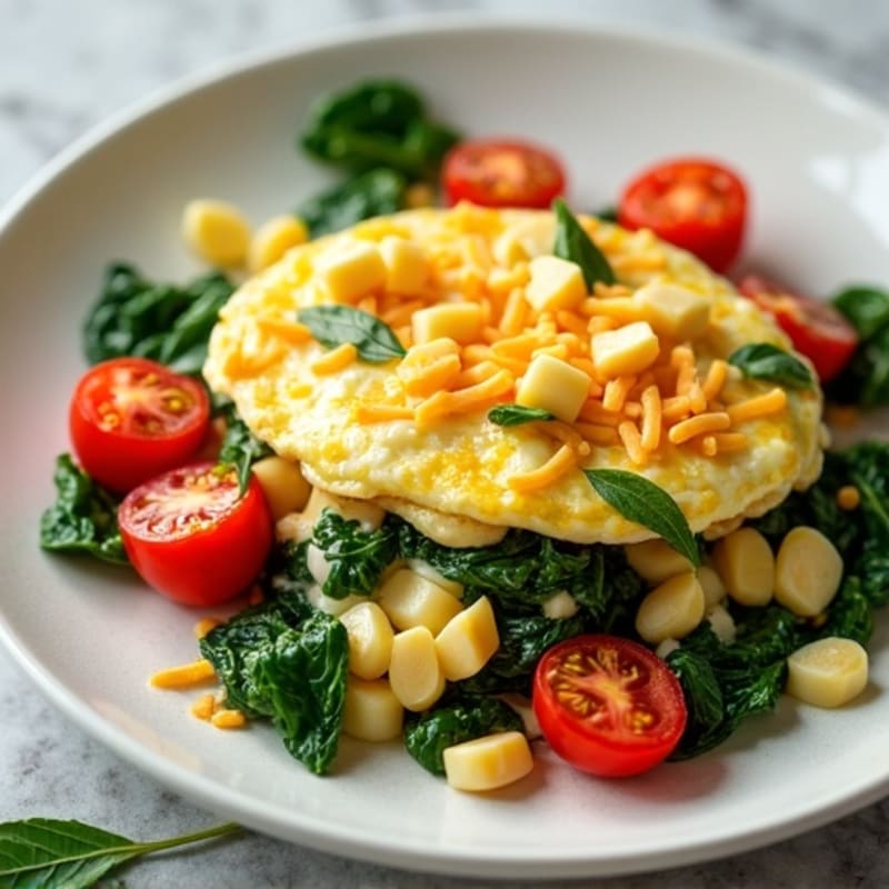 Egg White and Cottage Cheese Scramble with Spinach and Cherry Tomatoes