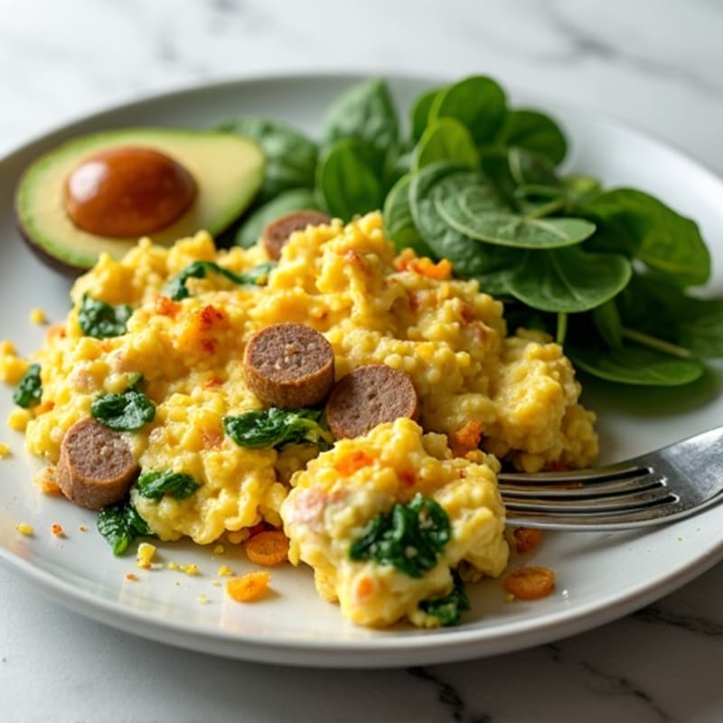 Egg White and Turkey Sausage Scramble with Spinach