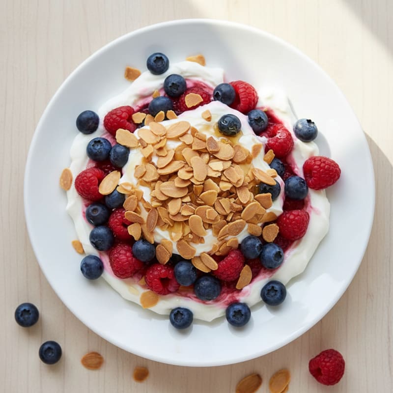 Creamy Greek Yogurt Parfait with Mixed Berries and Crunchy Almonds