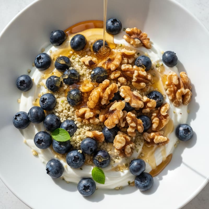 Silky Greek Yogurt Bowl with Hemp Seeds and Berries