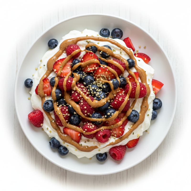 Greek Yogurt Protein Parfait with Mixed Berries and Almond Butter