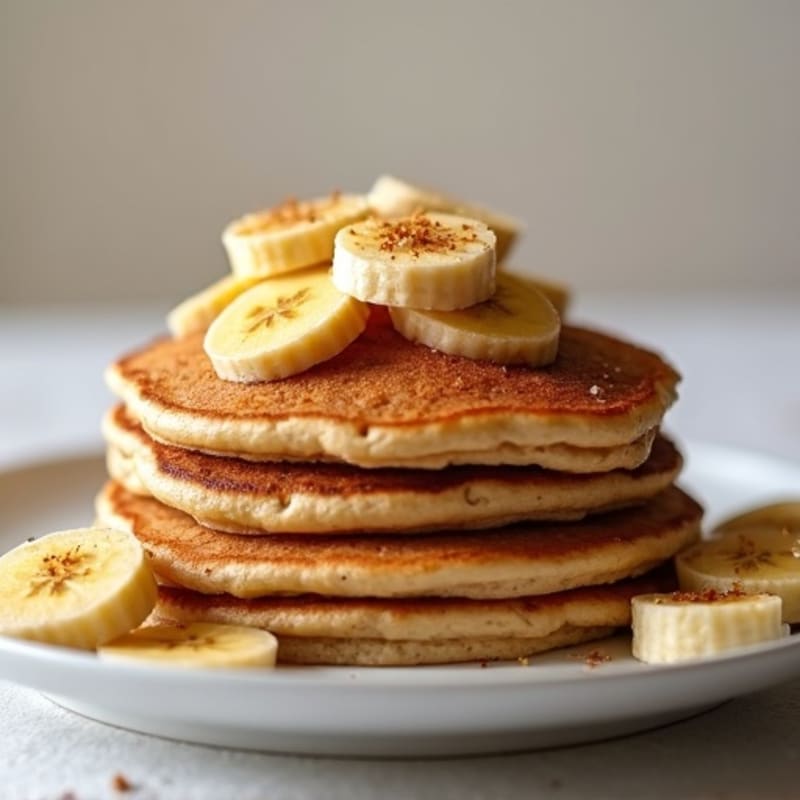 Fluffy Whole Grain Banana Pancakes with Warm Spiced Bananas