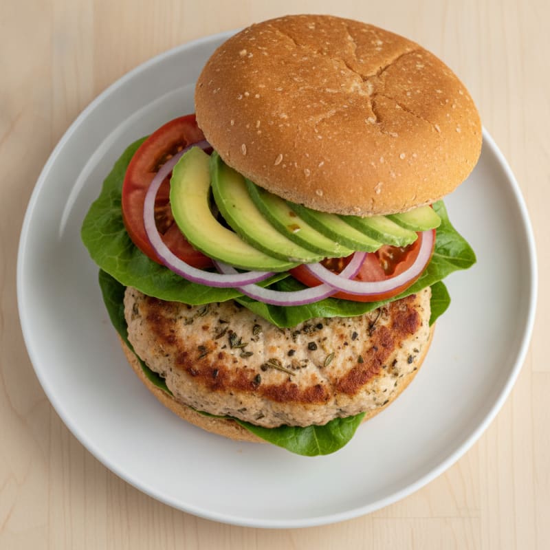 Ground Chicken Burger with Toasted Bun